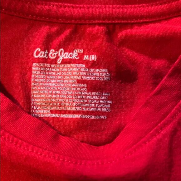 Cat & Jack Red Long Sleeve Tee with Heart and Colorful Lights - Picture 2 of 3